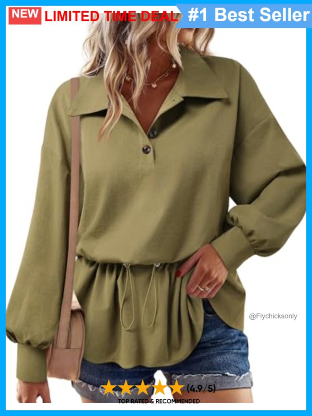 Women's Long Sleeve Plaid Button Down Blouse
